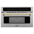 ZLINE 30  Autograph Microwave Oven in DuraSnow Stainless with Polished Gold Accents (MWOZ-30-SS-G) Cheap