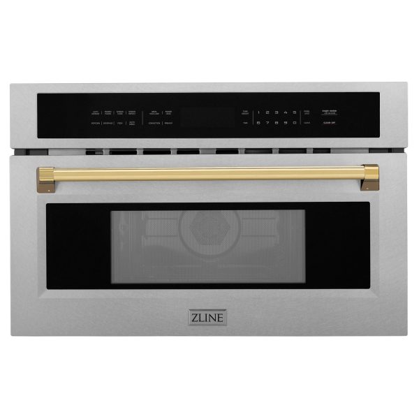 ZLINE 30  Autograph Microwave Oven in DuraSnow Stainless with Polished Gold Accents (MWOZ-30-SS-G) Cheap